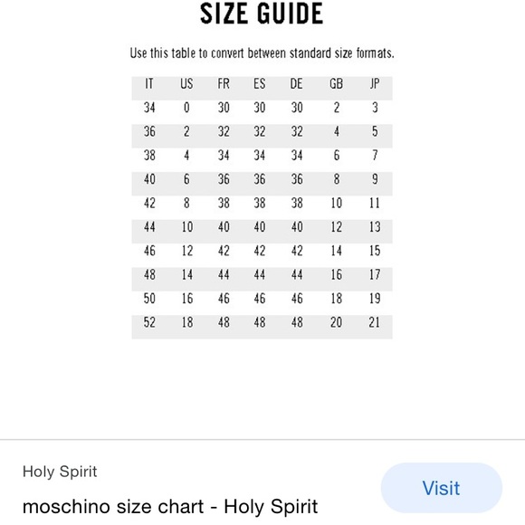 love moschino size chart
